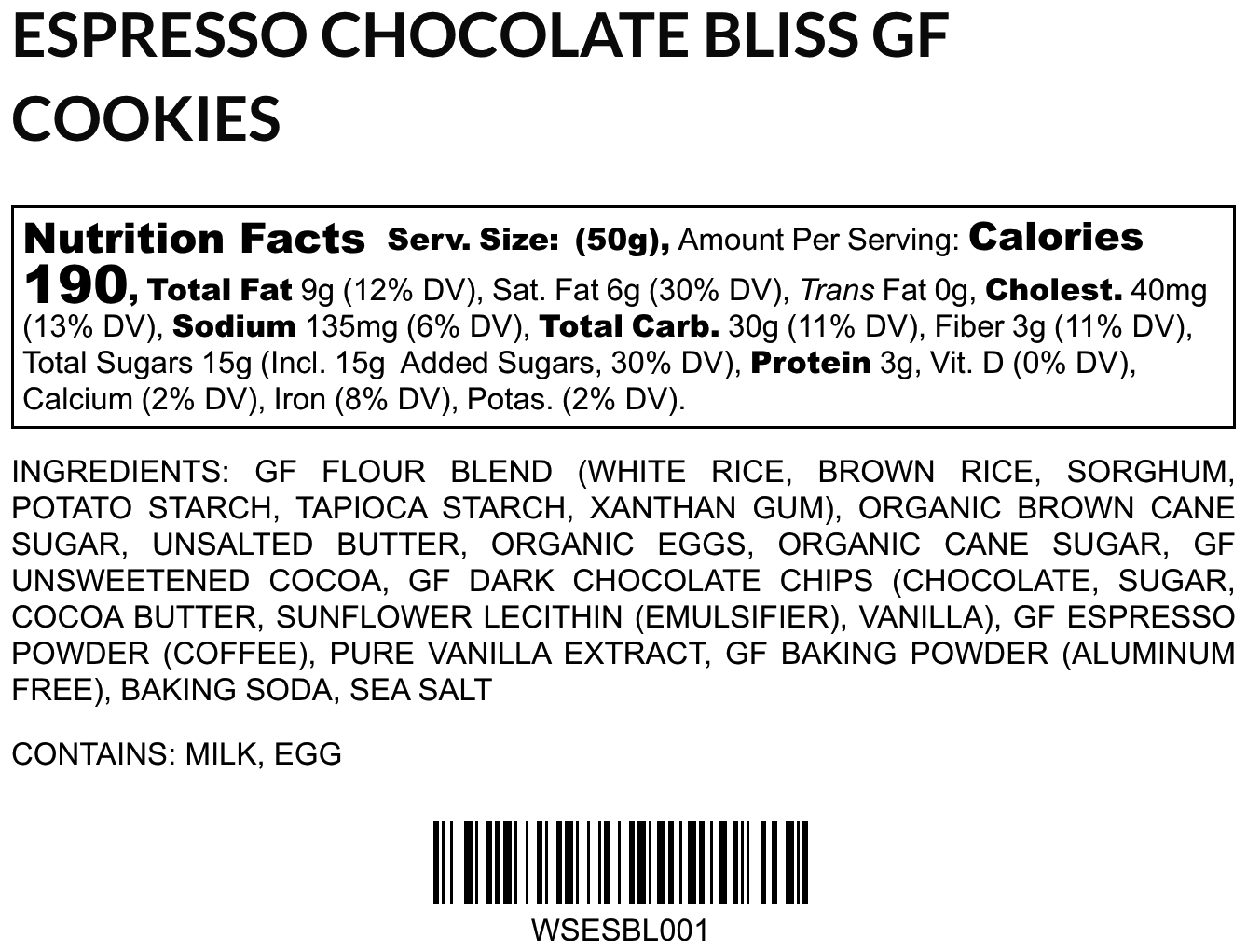 Espresso Chocolate Bliss Artisan GF Cookies